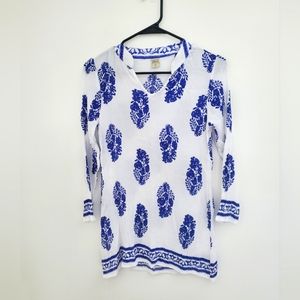 Devi Blue and white floral print dress size M